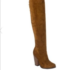 Over the knee Laced up block heel boots